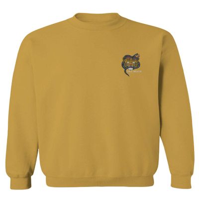 0252. Tiger Graphic Traditional Japanese Tattoo Till Death Society Men's Crewneck Sweatshirt (Gold Medium)