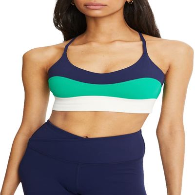 Bandier SJ-SJB10026-THE Bryn Strappy Bra-Navy/Camp Green/Cream-M