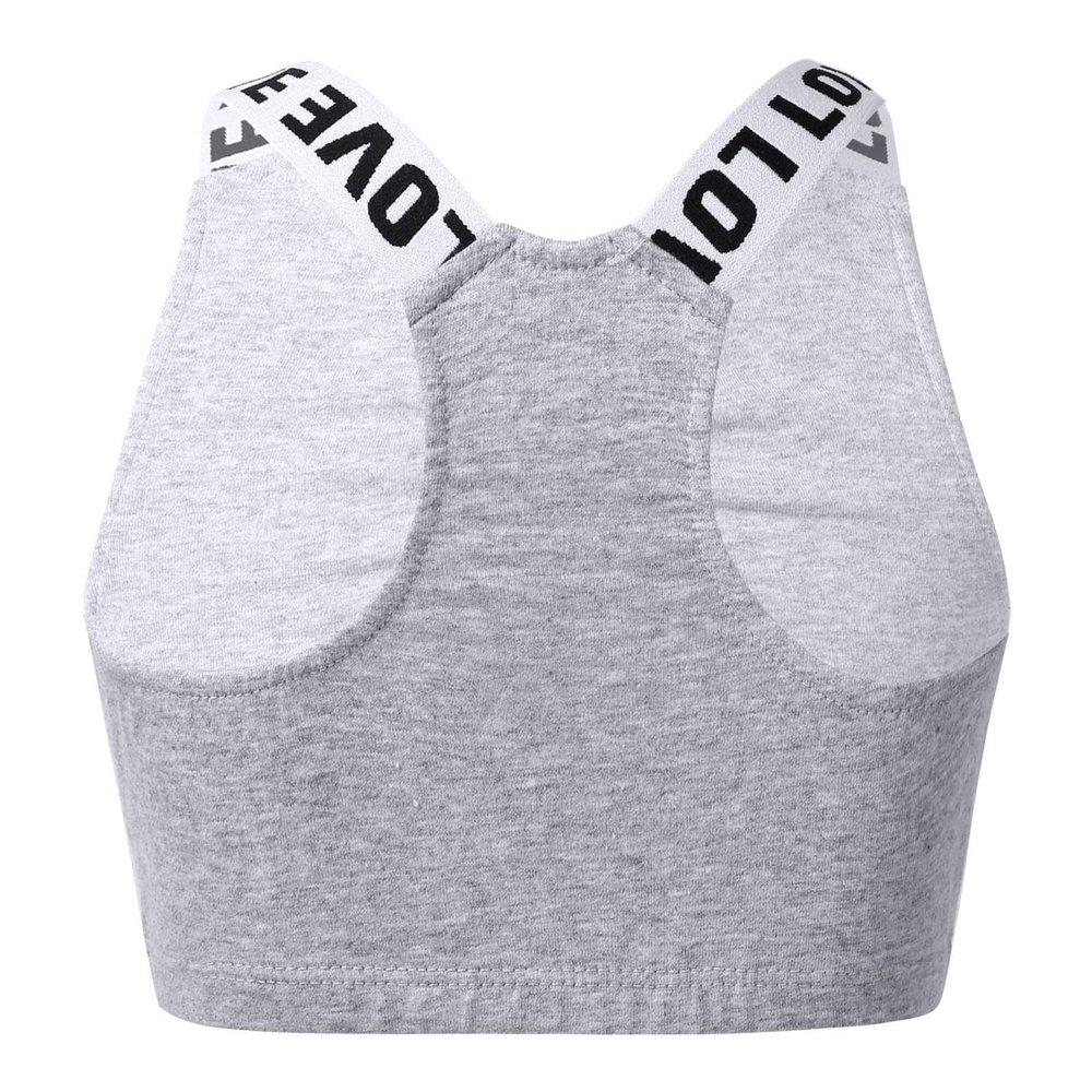 Moily Big Girls Racer Back Padded Sports Bra Gymnastics/Dance.Yoga Athletic Crop Top 2 Pack Underwear V Neck Flecking Gray 7-8