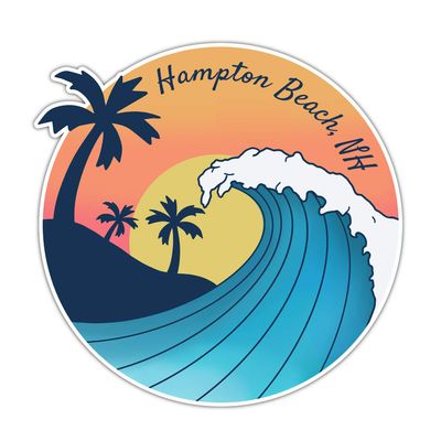 Hampton Beach New Hampshire Souvenir 4-Inch Vinyl Decal Sticker Wave Design