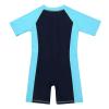 Freebily Kids Boys One Piece Rash Guard Wetsuit Short Sleeves Zippered Surfing Jumpsuit Navy Blue&Sky Blue 5-6 view 4