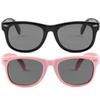 Kursan Kids Polarized Sunglasses for Boys Girls TPEE Rubber Flexible Frame Shades Age 3-10 (Bright Black + All Pink) view 1