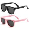 Kursan Kids Polarized Sunglasses for Boys Girls TPEE Rubber Flexible Frame Shades Age 3-10 (Bright Black + All Pink) view 2
