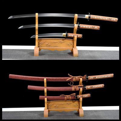 GLW Sword Hand Forged Japanese Samurai Sword Set (Katana + WAKIZASHI +Tanto)