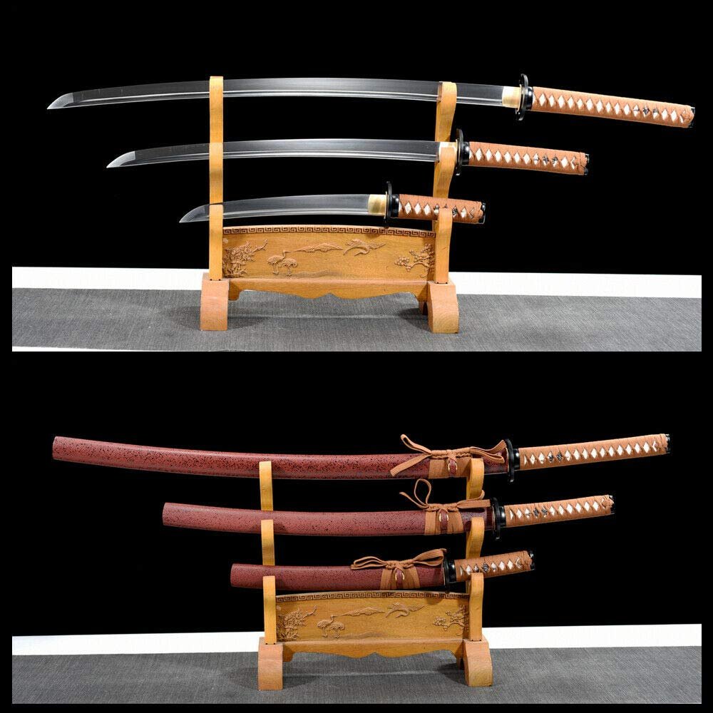 GLW Sword Hand Forged Japanese Samurai Sword Set (Katana + WAKIZASHI +Tanto)