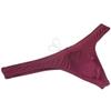 JAXFSTK Men's Swim Briefs Sexy Bikini Swimsuit Thong Drawstring Swimwear Solid Shiny Swimming Wine Red L view 2