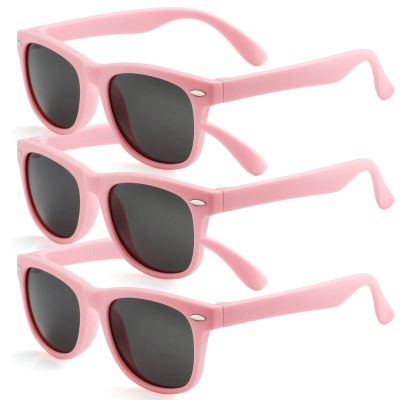 Kursan Kids Polarized Sunglasses for Boys Girls TPEE Rubber Flexible Frame Shades Age 3-10 (All Pink(3 Pack))