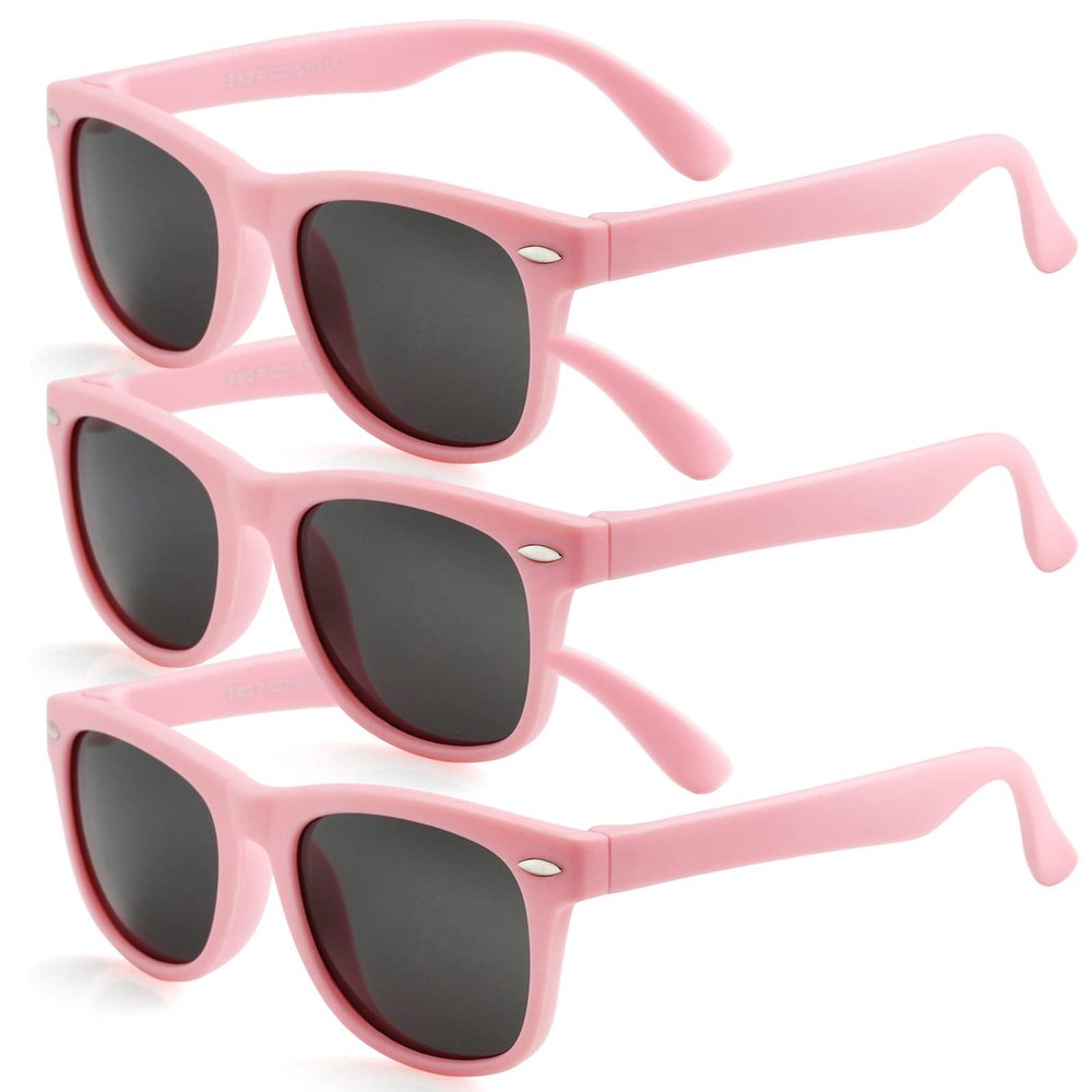 Kursan Kids Polarized Sunglasses for Boys Girls TPEE Rubber Flexible Frame Shades Age 3-10 (All Pink(3 Pack))