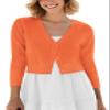 Urban CoCo Women's Cropped Cardigan V-Neck Button Down Knitted Sweater 3/4 Sleeve (Orange, m) view 1
