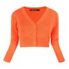 Urban CoCo Women's Cropped Cardigan V-Neck Button Down Knitted Sweater 3/4 Sleeve (Orange, m) view 2