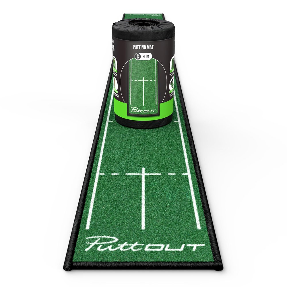 PuttOUT Slim Putting Mat - Perfect Your Golf Putting (7.9ft x 0.82ft)(Green)