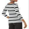 Amazon Essentials Women's Slim-Fit 3/4 Sleeve Boat Neck T-Shirt, Black White Placed Stripe, Small view 3