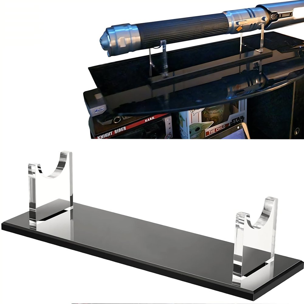 WANLIAN Lightsaber stand sword stand desktop acrylic lightsaber stand sword stand fixed stand decorative sword stand display stand (Black)