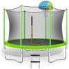 Merax 10FT Outdoor Trampoline with Basketball Hoop,Safety Enclosure and Ladder,Outdoor Recreational Trampoline for Kids Green view 1