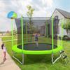 Merax 10FT Outdoor Trampoline with Basketball Hoop,Safety Enclosure and Ladder,Outdoor Recreational Trampoline for Kids Green view 2