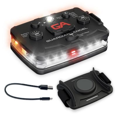 Guardian Angel Elite Series Safety Light, Beacon Device (White Front & Orange Rear) Rechargeable, Magnetic, Hands-Free Wearable, Mountable LED Light for Construction, Roadside, Towing, Industrial TEE