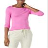 Amazon Essentials Women's Slim-Fit 3/4 Sleeve Boat Neck T-Shirt, Bright Pink, XX-Large view 1
