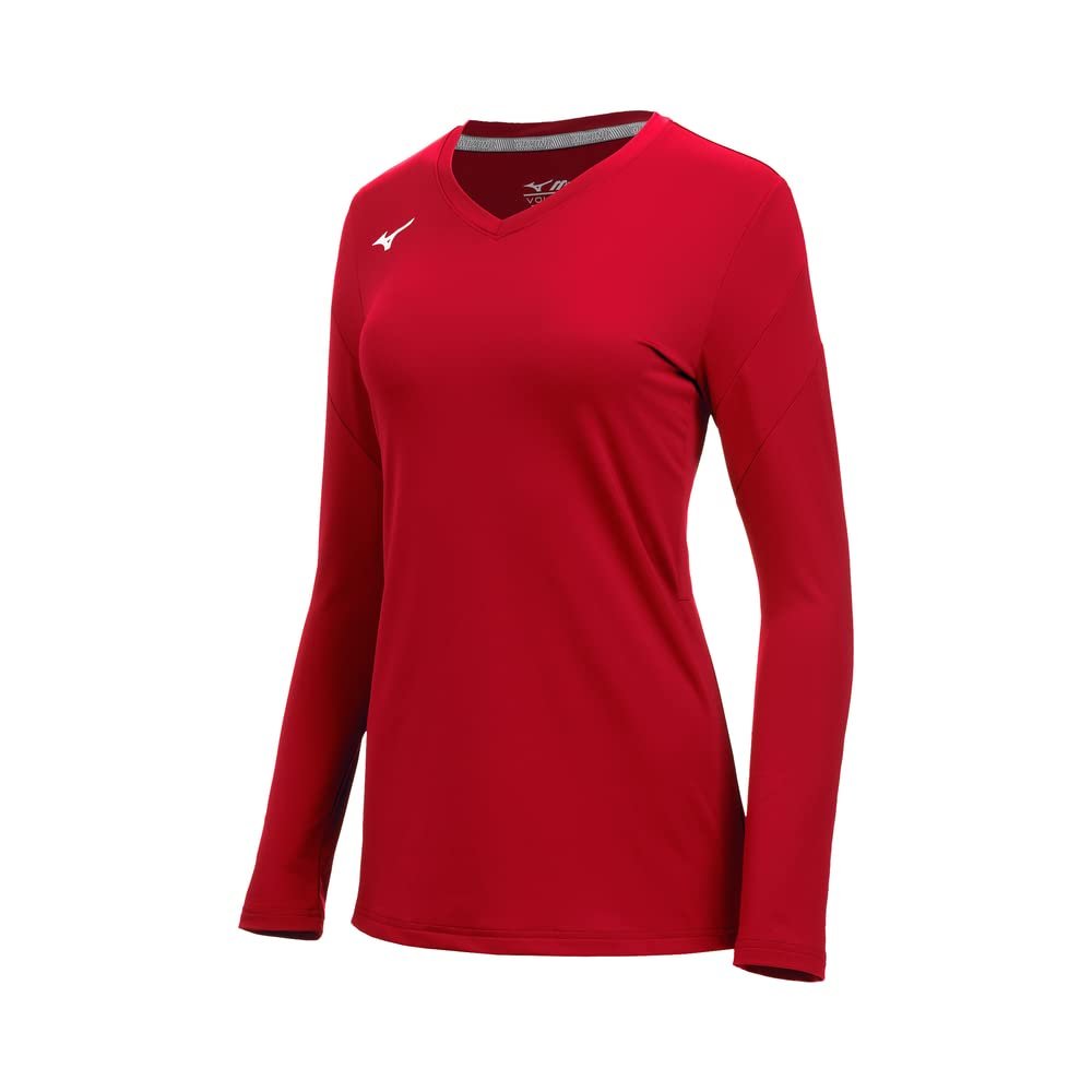 Mizuno Women's Balboa 6 Long Sleeve Volleyball Jersey, Red, Large