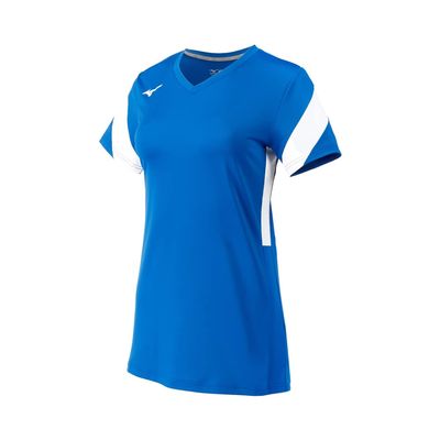 Mizuno Women's Balboa 6 Short Sleeve Volleyball Jersey, Royal-White, Small