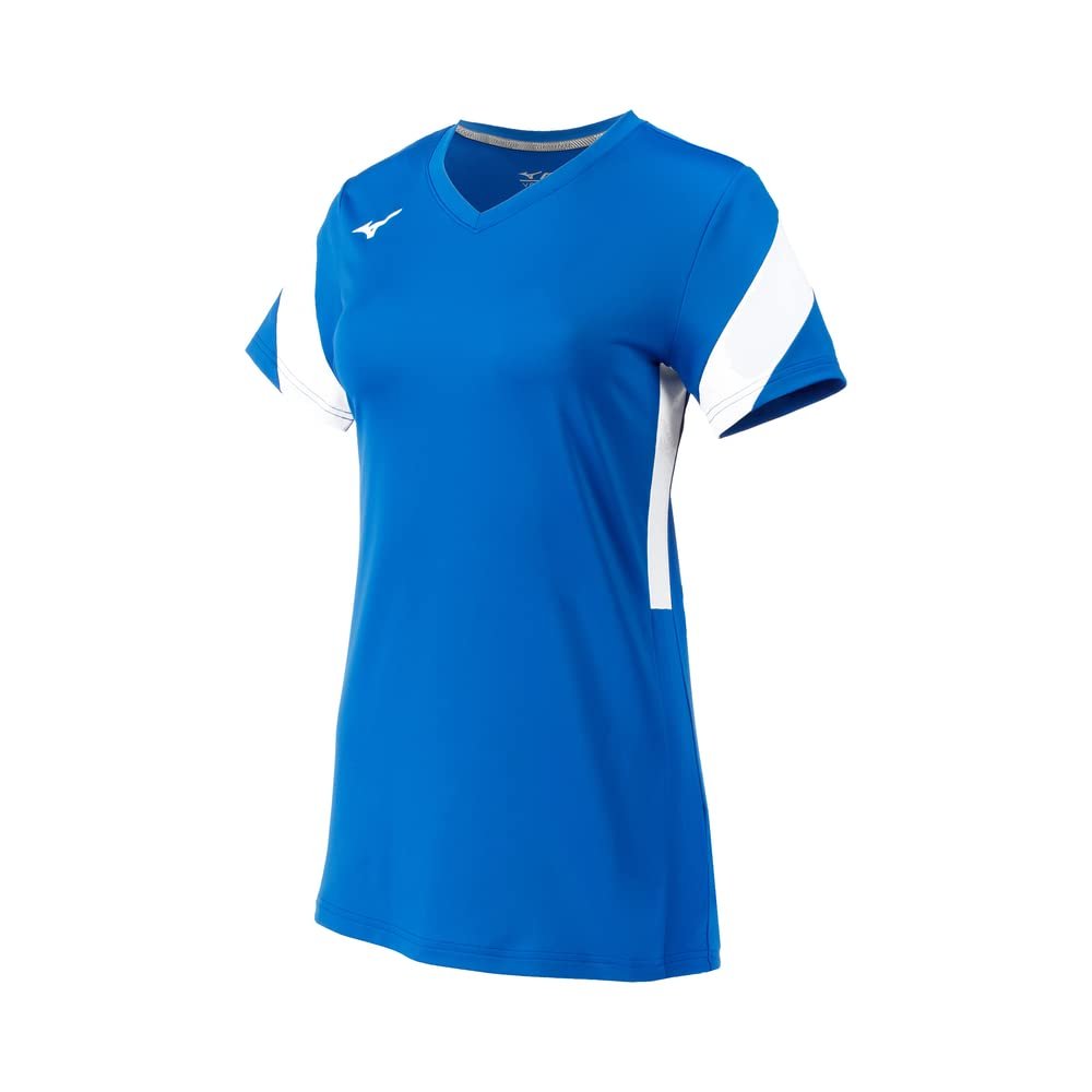 Mizuno Women's Balboa 6 Short Sleeve Volleyball Jersey, Royal-White, Small