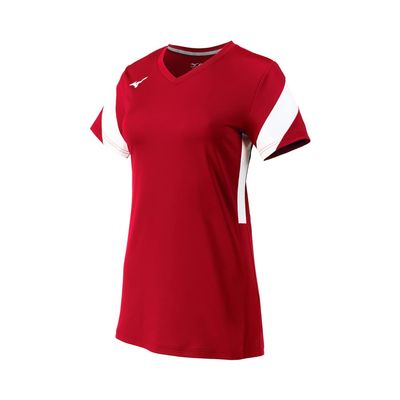 Mizuno Women's Balboa 6 Short Sleeve Volleyball Jersey, Red-White, Large