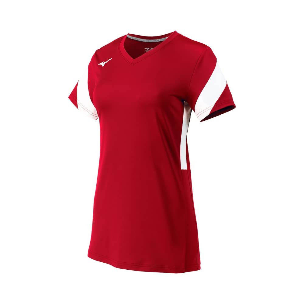Mizuno Women's Balboa 6 Short Sleeve Volleyball Jersey, Red-White, Large