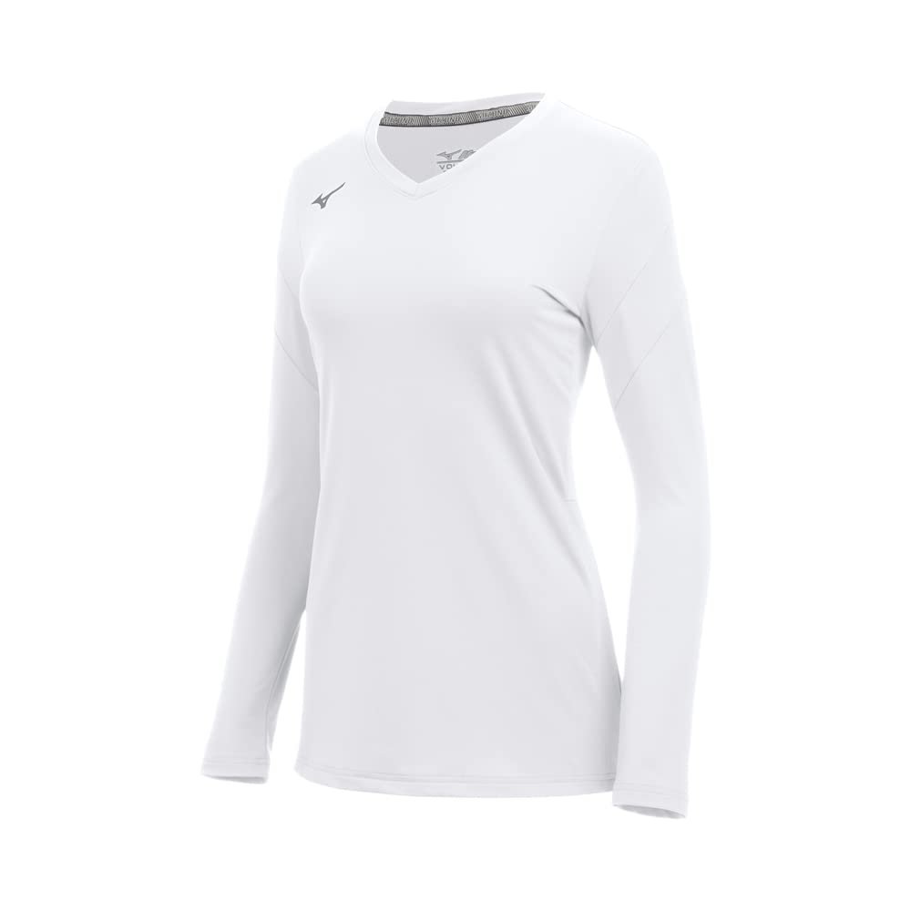 Mizuno Women's Balboa 6 Long Sleeve Volleyball Jersey, White, XX-Small