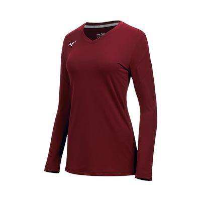 Mizuno Girls' Balboa 6 Long Sleeve Volleyball Jersey, Cardinal, Large