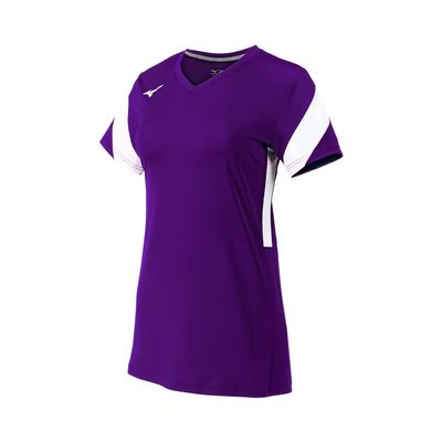 Mizuno Women's Balboa 6 Short Sleeve Volleyball Jersey, Purple/White, XX-Large