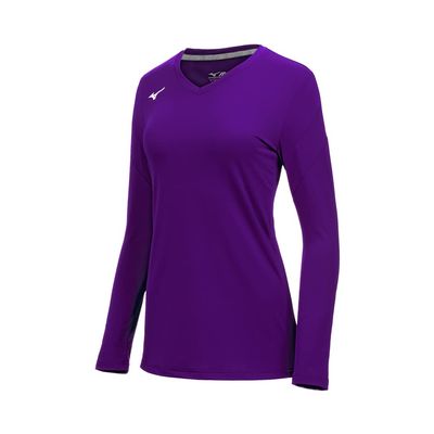 Mizuno Women's Balboa 6 Long Sleeve Volleyball Jersey, Purple, Large