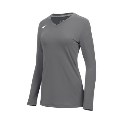 Mizuno Girls' Balboa 6 Long Sleeve Volleyball Jersey, Quiet Shade, Medium
