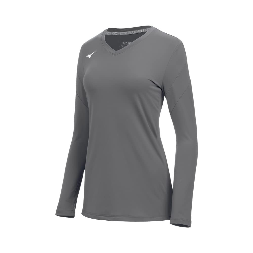 Mizuno Girls' Balboa 6 Long Sleeve Volleyball Jersey, Quiet Shade, Medium