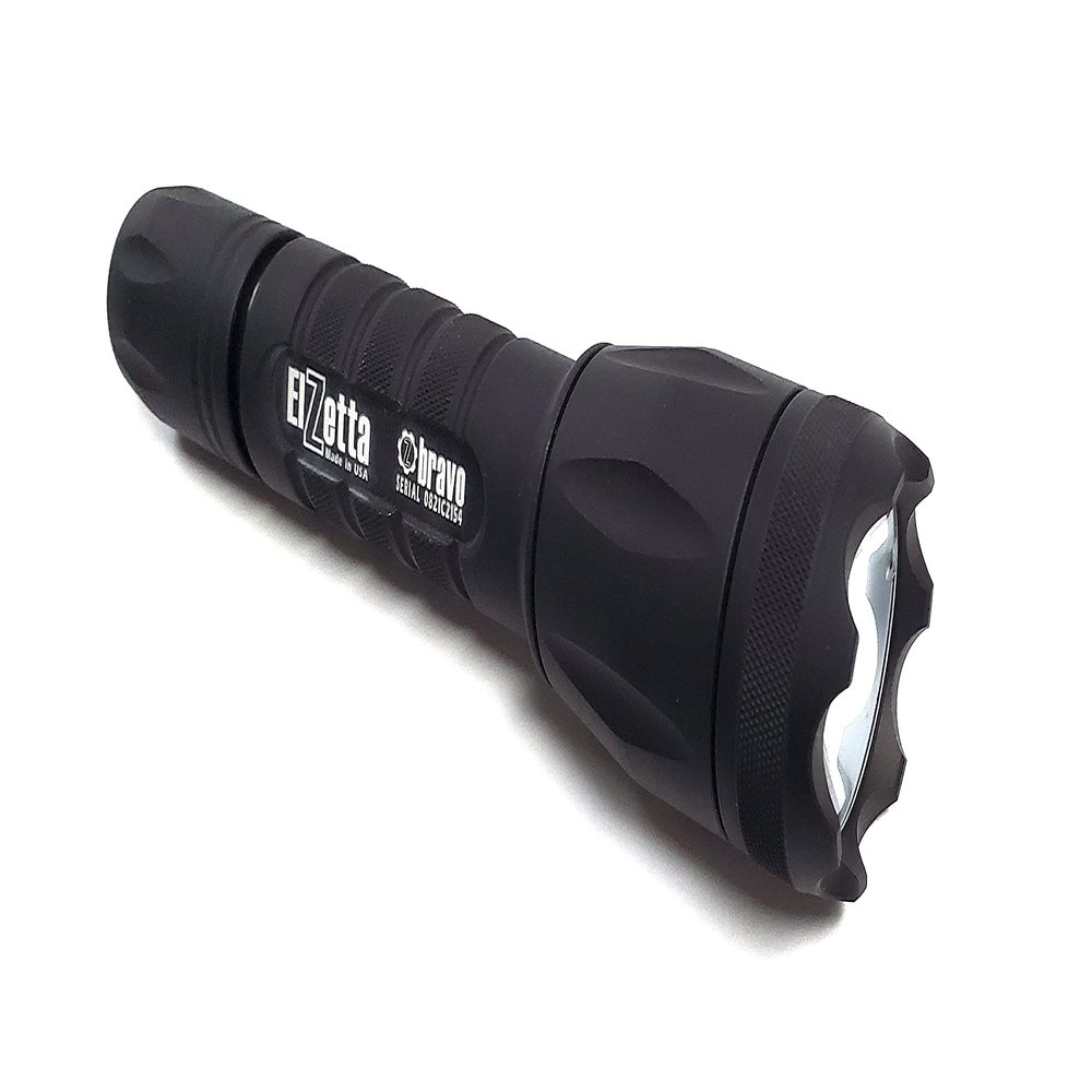 Elzetta Bravo B-334: 2Cell Flashlight with Crenellated Bezel Ring, High Output AVS Head, Standard Optic, and High/Strobe Tailcap (6000K)