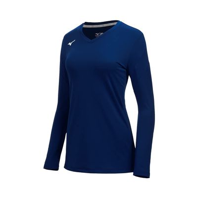 Mizuno Women's Balboa 6 Long Sleeve Volleyball Jersey, Navy, X-Large