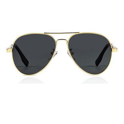 JOVAKIT Kids Small Polarized Aviator Sunglasses for Girls and Boys Age 4-16 (Gold/Grey)