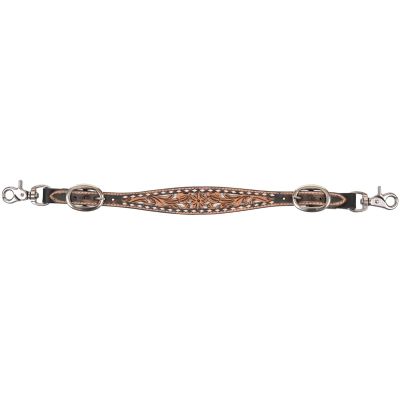 Circle Y White Daisy Filigree Tooling Durable Western Horse Size Adjustable Length Equine Wither Strap for Breast Collar with White Buckstitch Border