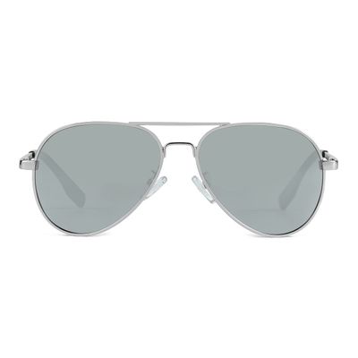 Kids Small Polarized Aviator Sunglasses for Girls and Boys Age 4-16 (Silver/Silver Mirror)
