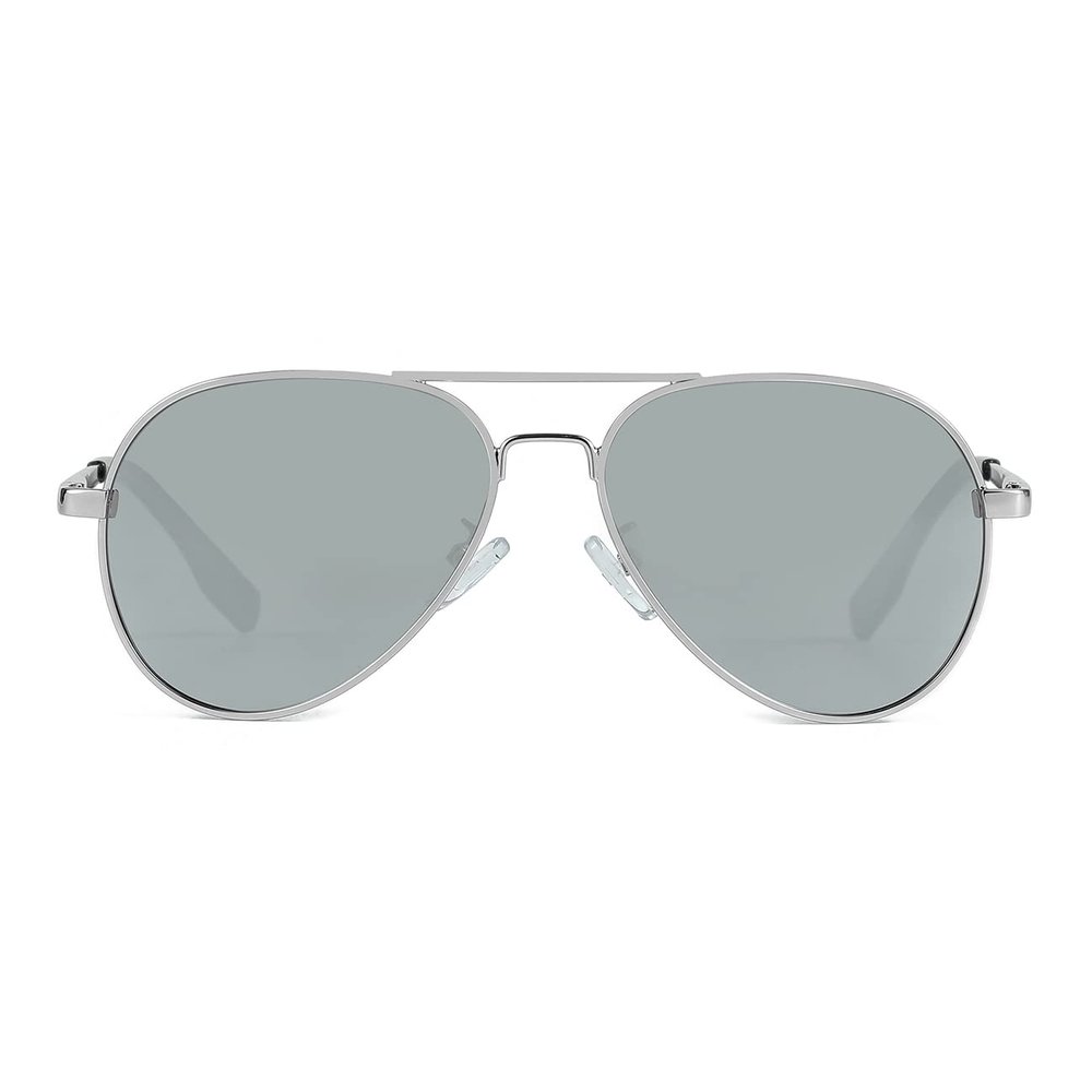 Kids Small Polarized Aviator Sunglasses for Girls and Boys Age 4-16 (Silver/Silver Mirror)