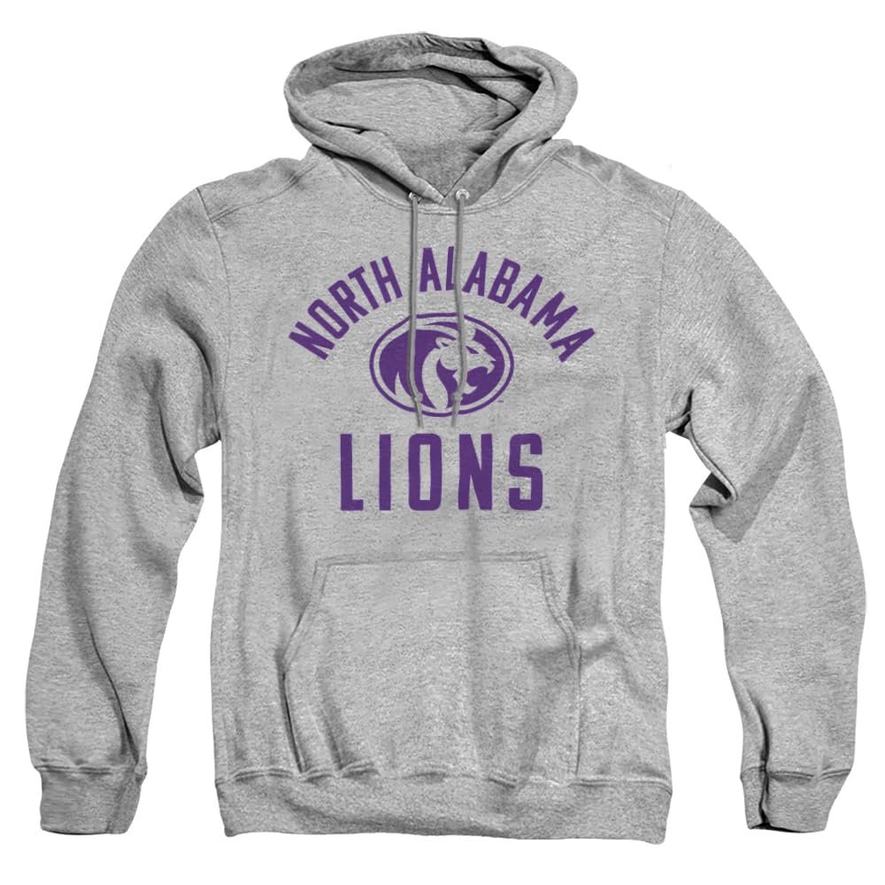 University of North Alabama Official One Color UNA Lions Logo Unisex Adult Pull-Over Hoodie,Athletic Heather, 2X-Large