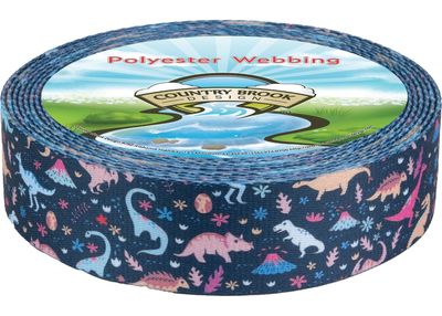 Country Brook Design - Dinosaurs Polyester Webbing (1 1/2 Inch, 10 Yards)