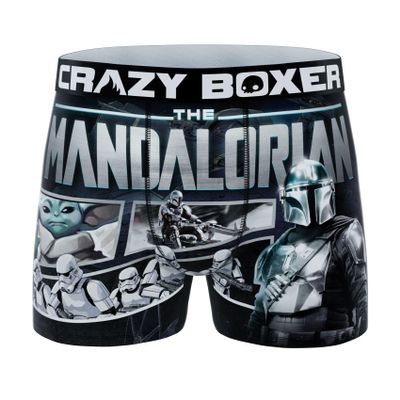 CRAZYBOXER Men's Underwear The Mandalorian Lightweight Breathable Boxer Brief Soft Black
