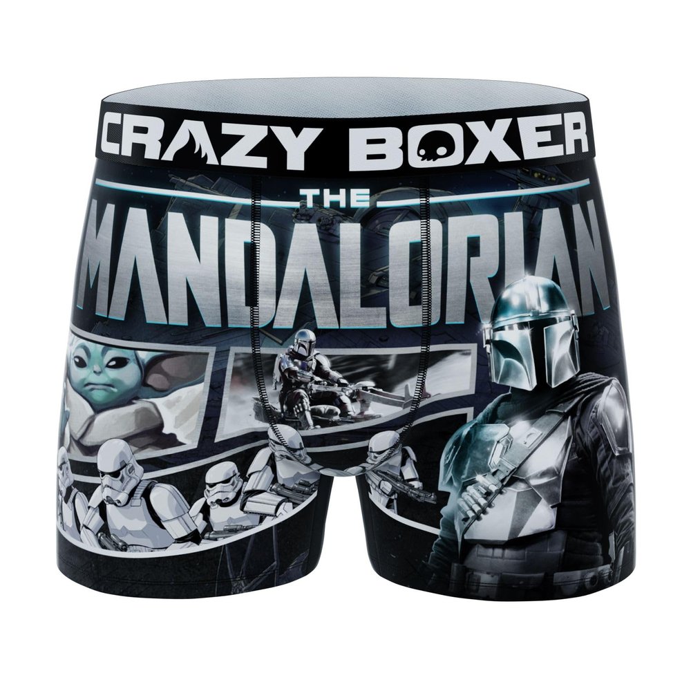 CRAZYBOXER Men's Underwear The Mandalorian Lightweight Breathable Boxer Brief Soft Black