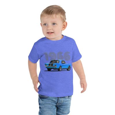 1966 Stang Pony Car American Classic Toddler Short Sleeve Tee Heather Columbia Blue