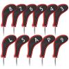 Craftsman Golf 11pcs/Set Meshy Golf Club Iron Head Covers Headcover with No. on Both Sides Suitable for Right and Left Handed Golfer Zipper Closure (Black & Red) view 1