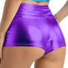 Yeeye Womens Shiny Metallic Booty Shorts Dance Sports Bottoms Rave Party Hot Pants Clubwear Dancewear Metallic,Purple Small view 2