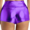Yeeye Womens Shiny Metallic Booty Shorts Dance Sports Bottoms Rave Party Hot Pants Clubwear Dancewear Metallic,Purple Small view 4