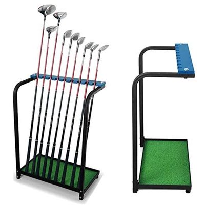 Nisorpa Golf Club Organizer Rack Golf Club Display Stand Rack Holder Shelf Golf Putter Rack Holder Stand 9 Putters Metal Golf Club Stand 9 Clubs with Artificial Grass Mat