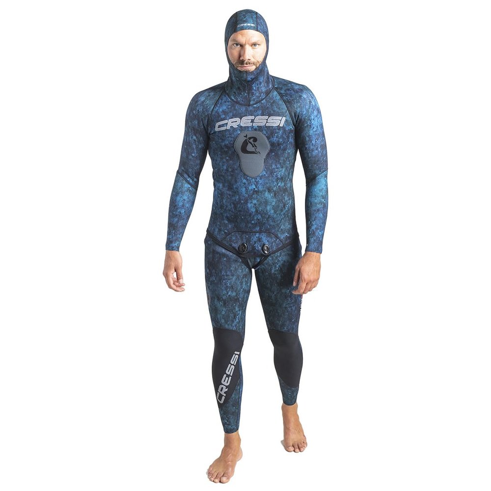Cressi Tokugawa 2-pcs Nylon w/Hood 2 mm, Camo Blue, 2 mm, 2XL