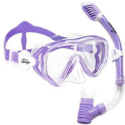 Seago Kids Snorkel Set Dry Top Snorkel Mask Snorkeling Gear for Kids Boys Girls Youth, No Leak Comfy Mouthpiece Anti-Fog 180 Panoramic View Scuba Diving Swim Pool Equipment Snorkeling Kit