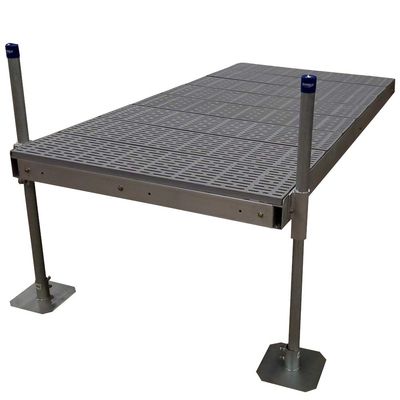 Patriot Complete 4ft x 8ft Low Pro Aluminum Frame Dock Kit with Gray Poly Decking, 6ft HD Pipe Supports (10524)